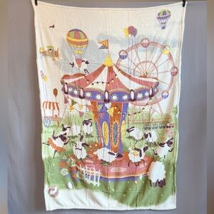 Colorful Carousel Lamb Playground Sheep Cozy Bliss Blanket